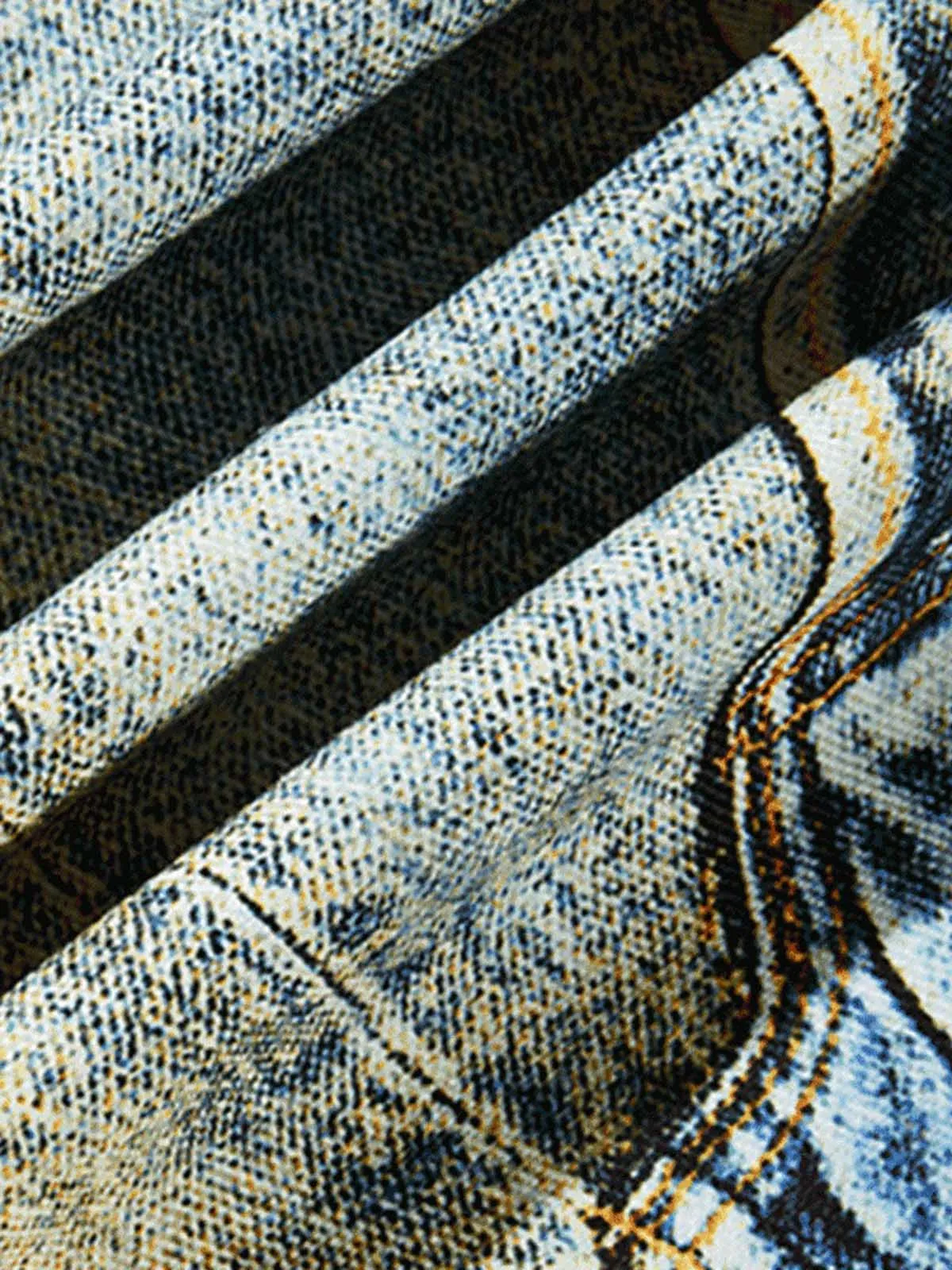 1984 Street Hip-Hop Deconstructed Print Jeans