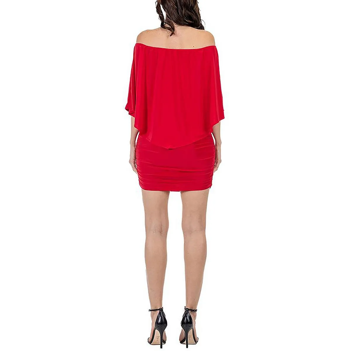 24seven Comfort Apparel Womens Ruched Off-The-Shoulder Sheath Dress