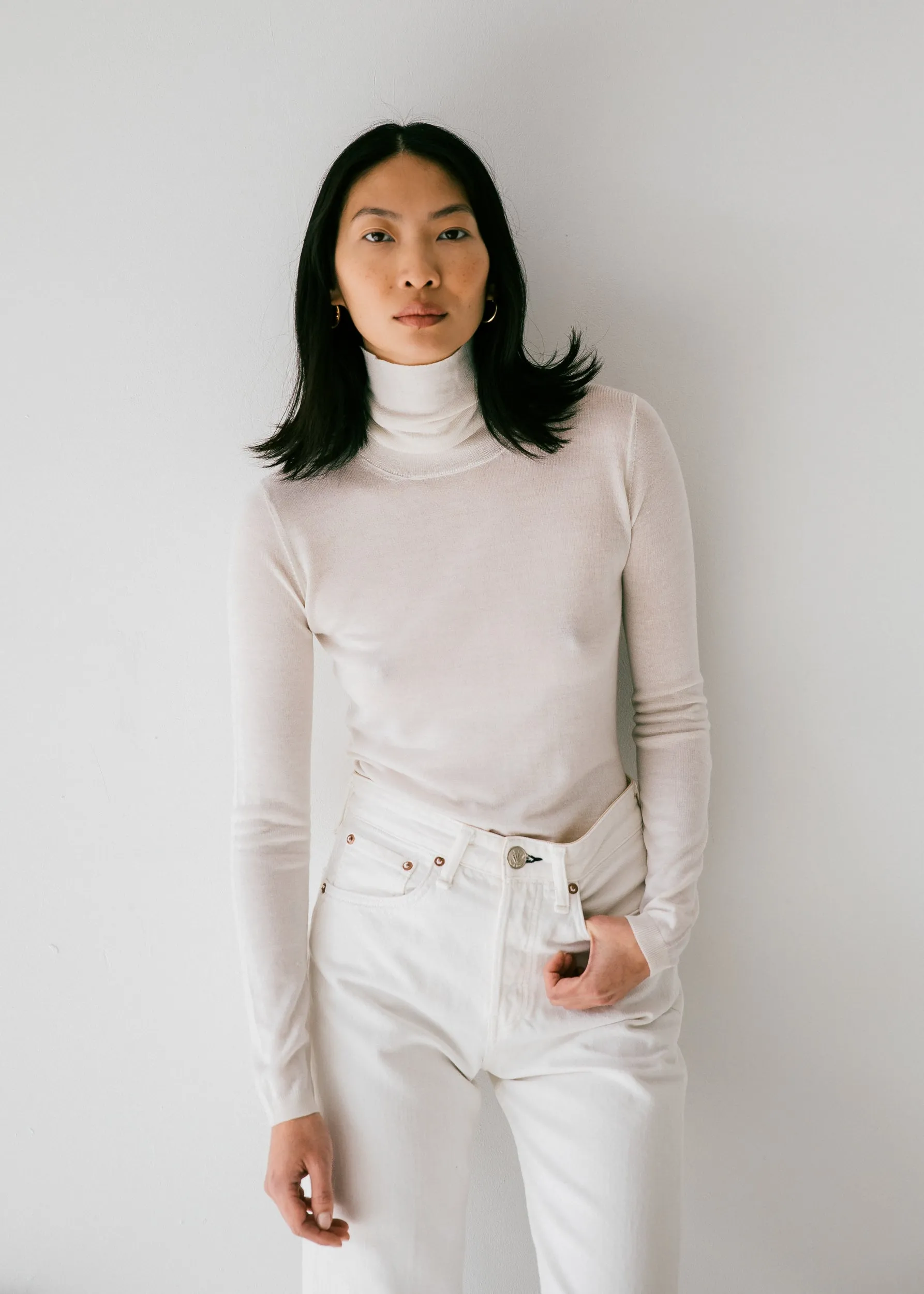 Agyness Turtleneck in Gray Cashmere & Silk