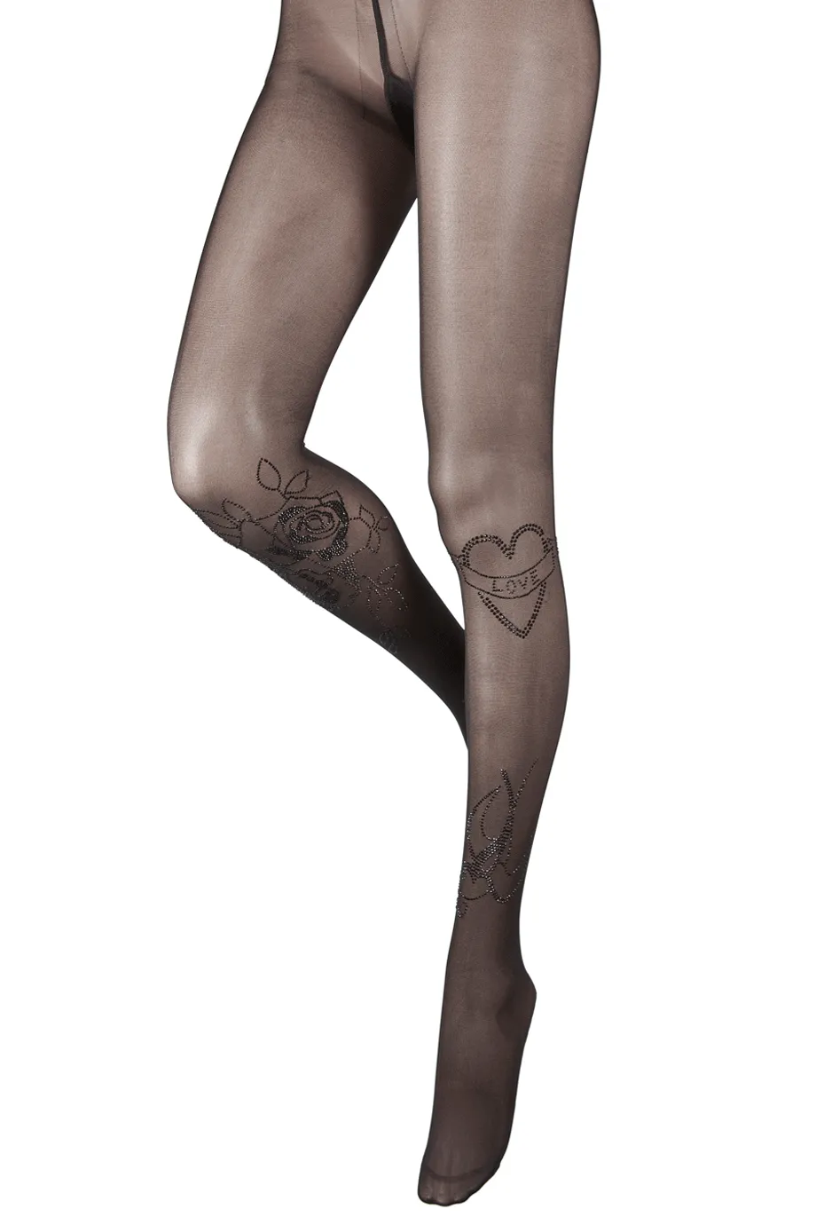 BEBAROQUE VALENTINA Black Heart Tights