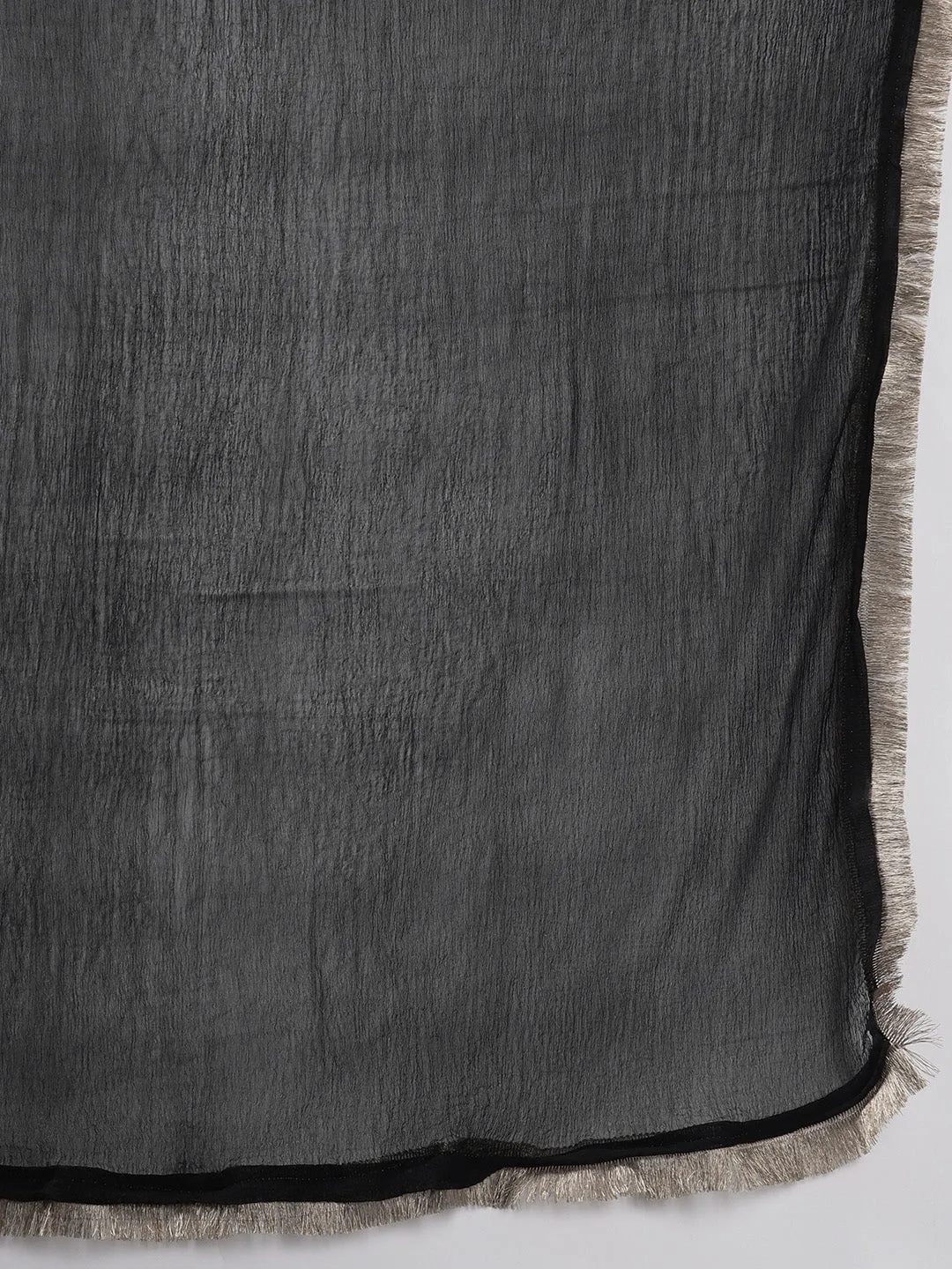 Black Ethnic Motifs Printed Straight Cotton Dupatta Set