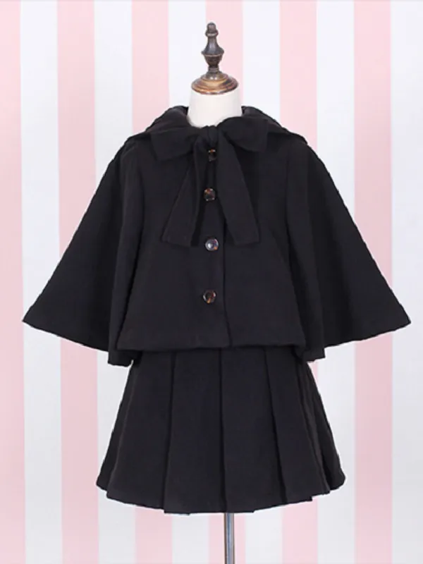 bow cape and pleated skirt set