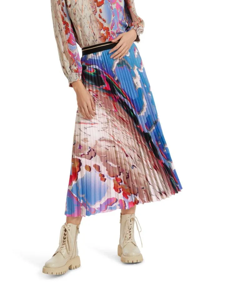 Colorful Print Pleated Skirt