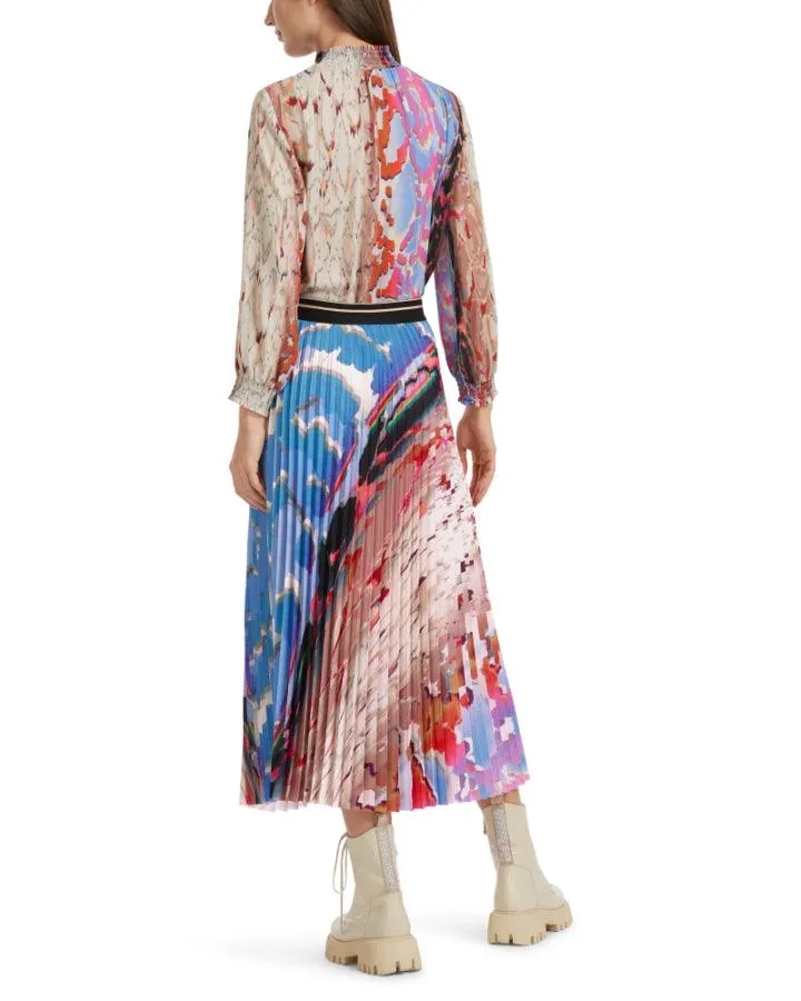 Colorful Print Pleated Skirt