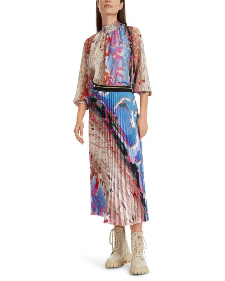 Colorful Print Pleated Skirt