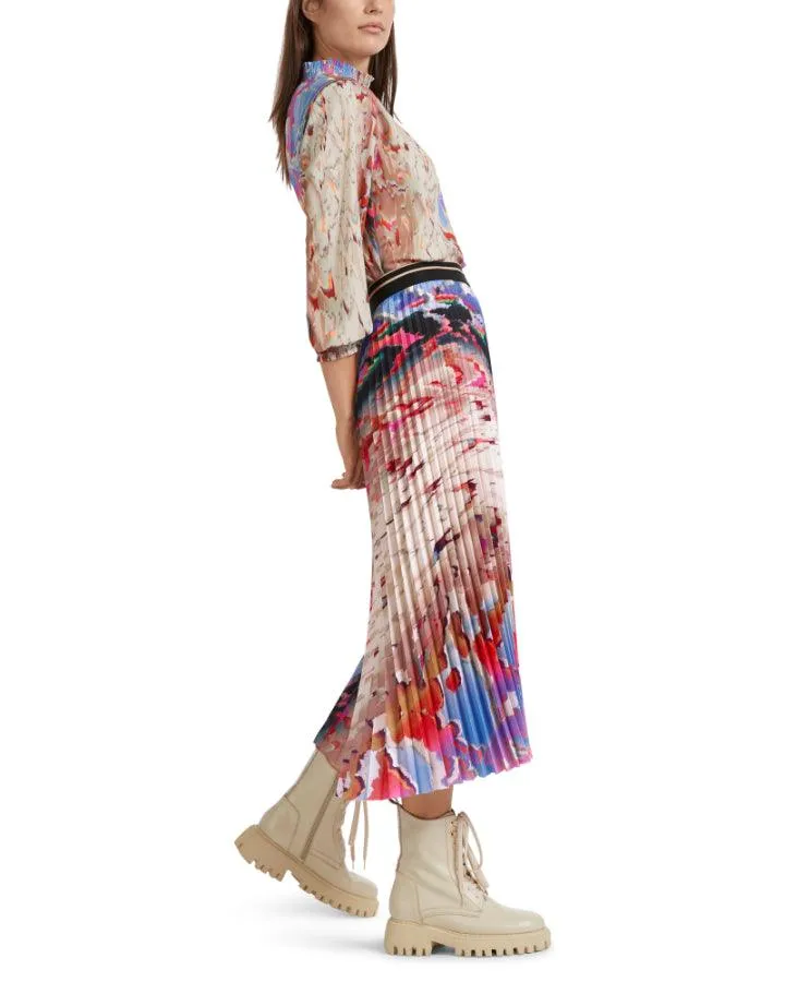 Colorful Print Pleated Skirt
