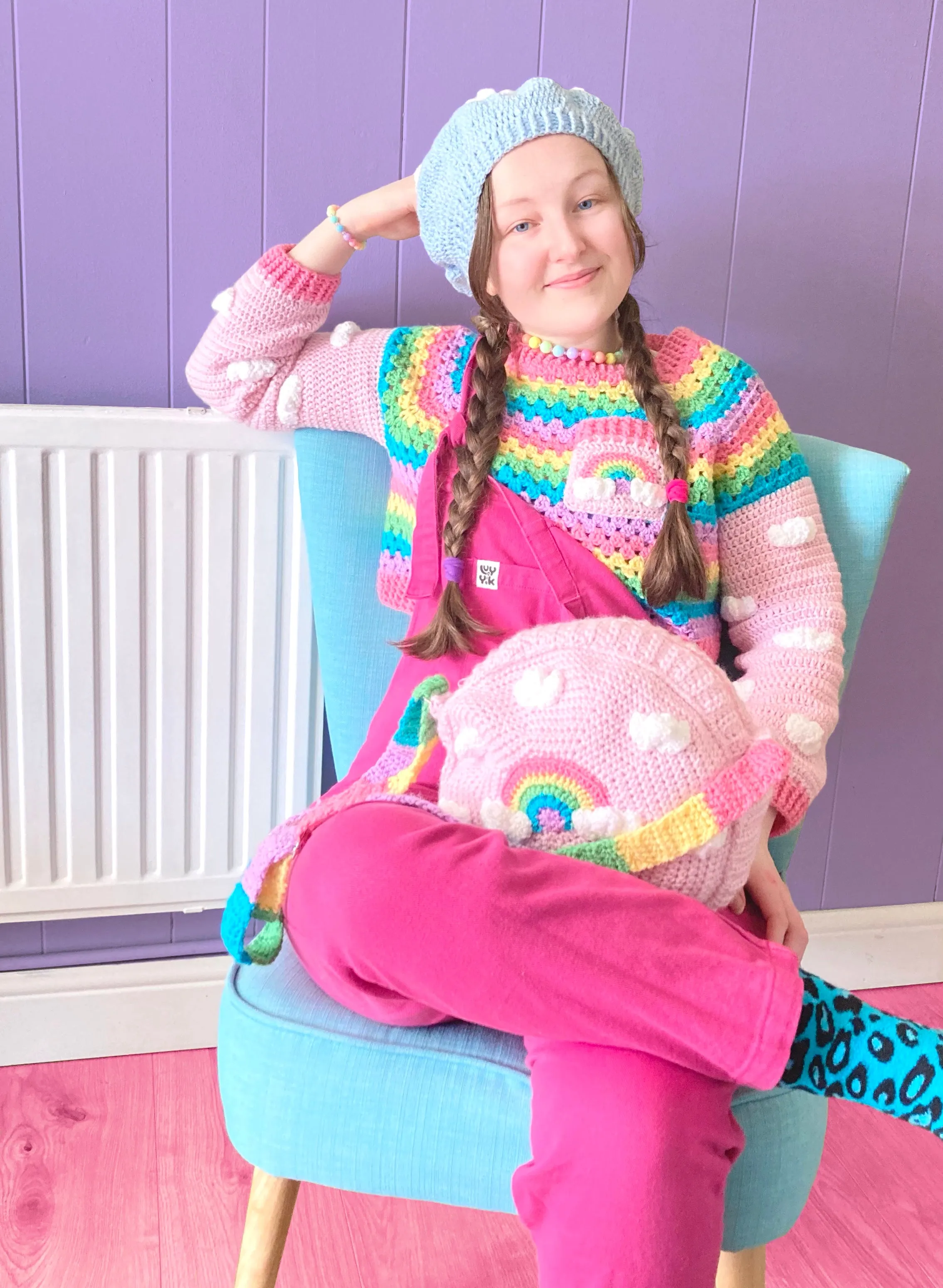 Cropped Pastel Rainbow Cloud Sweater / Jumper (Duck Egg Blue)