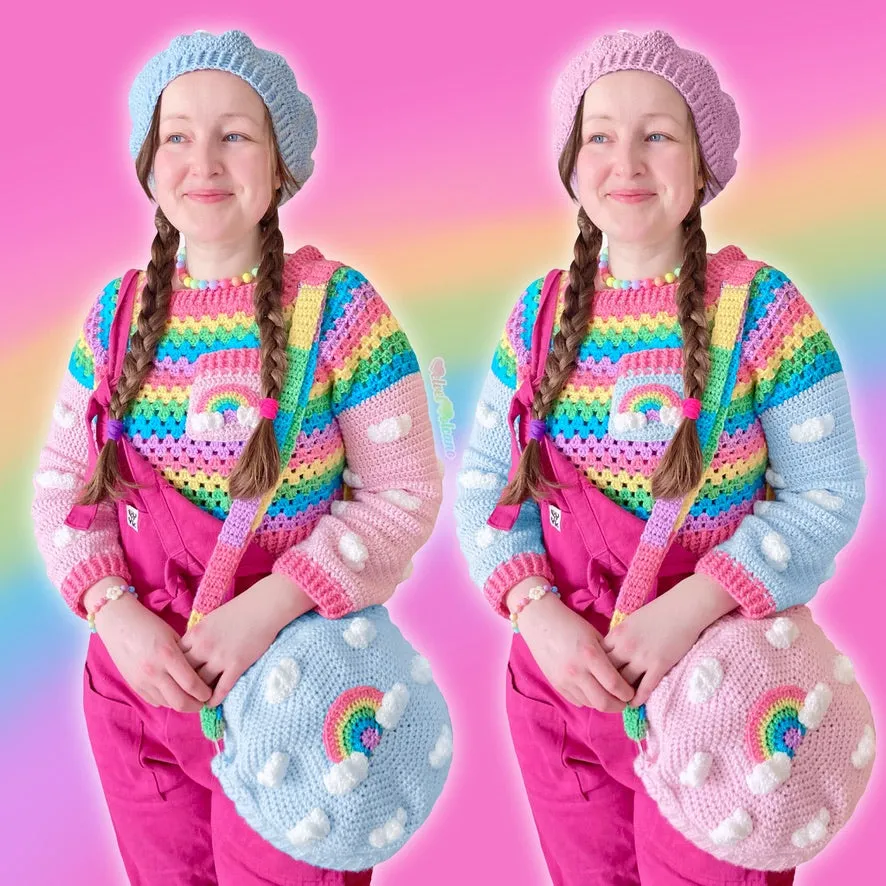 Cropped Pastel Rainbow Cloud Sweater / Jumper (Duck Egg Blue)