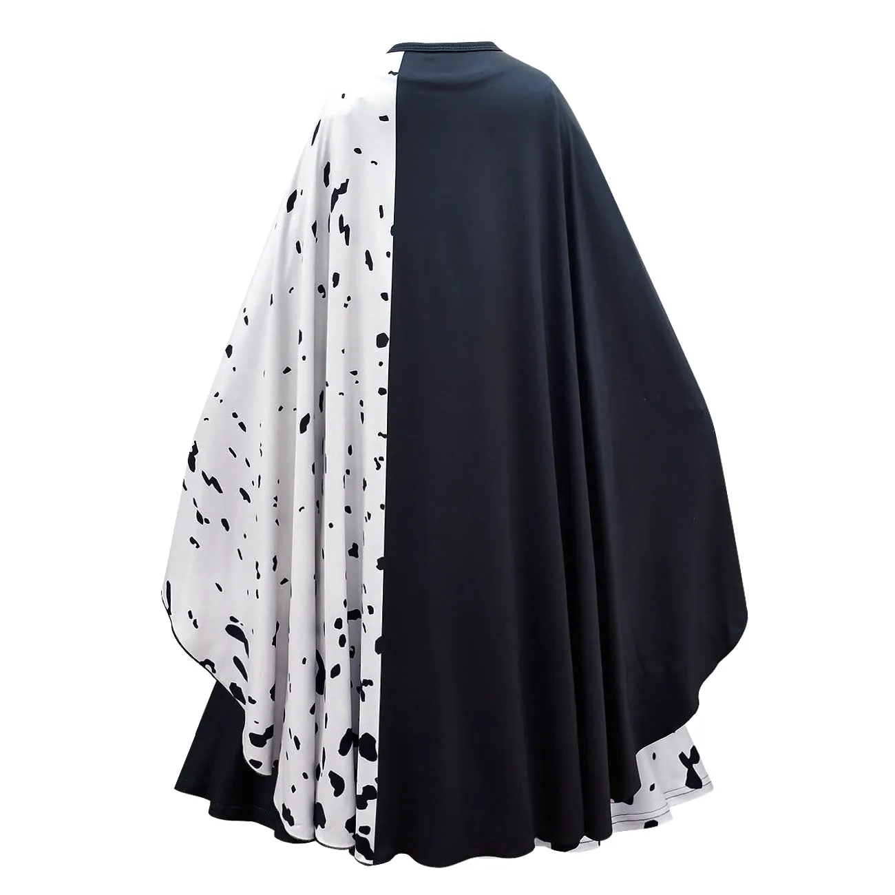 FC329 - Cruella Black and White Spot Devilish Halloween Costume Fancy Dress Up with Cape and Wig for Girls Size 4T to 14