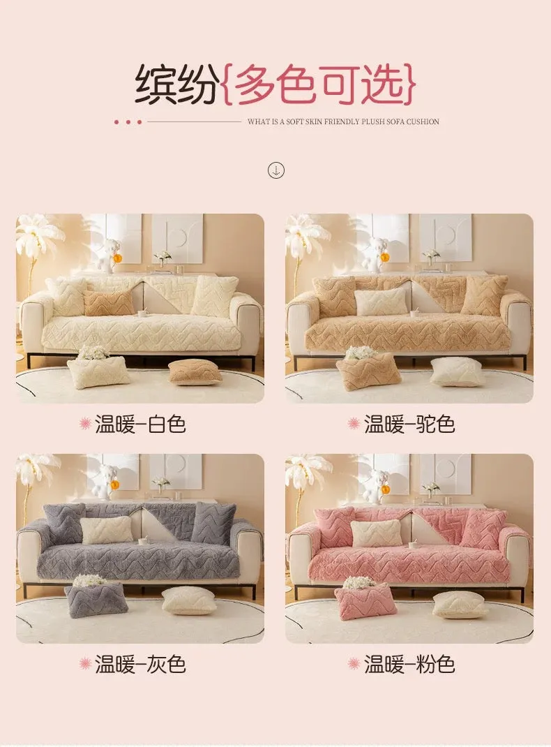 Free Shipping Sofa New Winter plush cushion cover thickened non-slip high-grade leather sofa cover autumn and winter light luxury style cushion