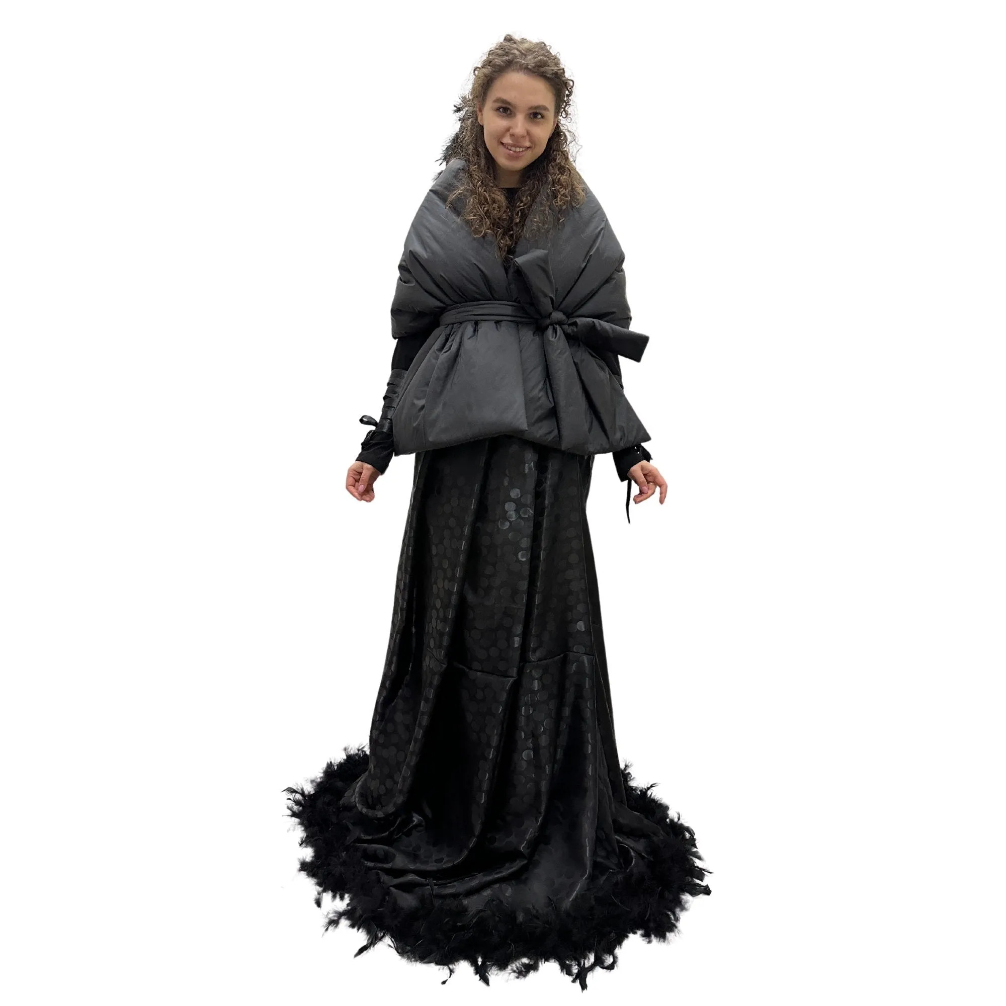 Gothic Bride Wedding Cape Winter Black Long Scarf With Pockets for Women Lagre Wide Stole Puffer 18x70 inch with 2 pocket and Belt Around Shoulders Wrap Quilted Shawl Warm Padded Down Puffy scarves