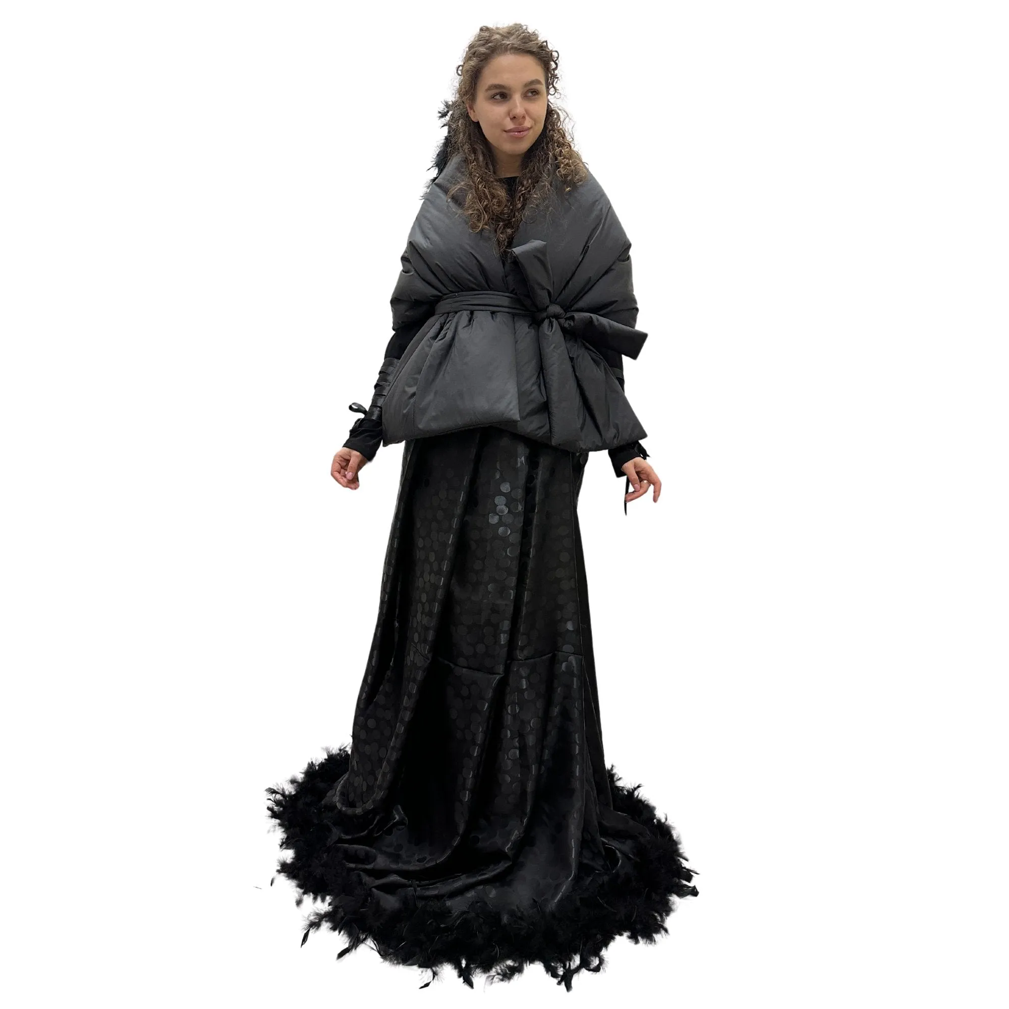 Gothic Bride Wedding Cape Winter Black Long Scarf With Pockets for Women Lagre Wide Stole Puffer 18x70 inch with 2 pocket and Belt Around Shoulders Wrap Quilted Shawl Warm Padded Down Puffy scarves