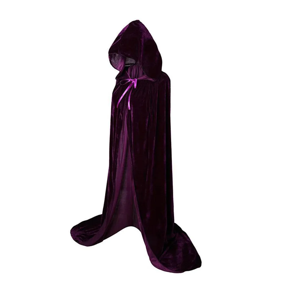 🎃🎃Halloween Velvet Cloak Cape Hooded Medieval
