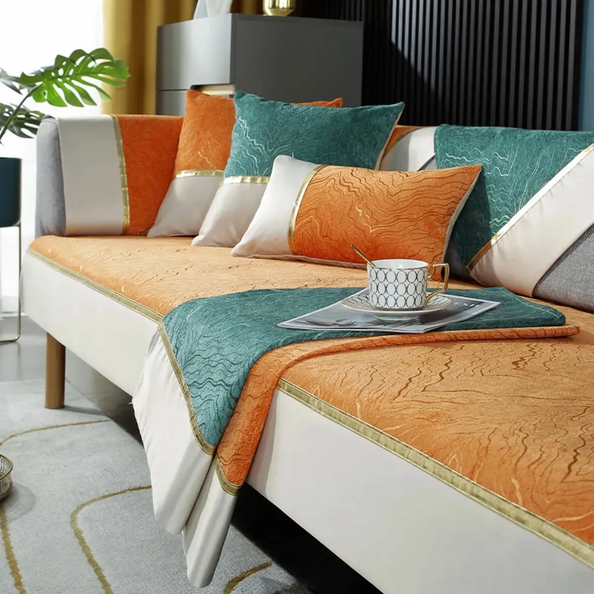 High-end Chinese style sofa cushion four seasons universal sofa cover