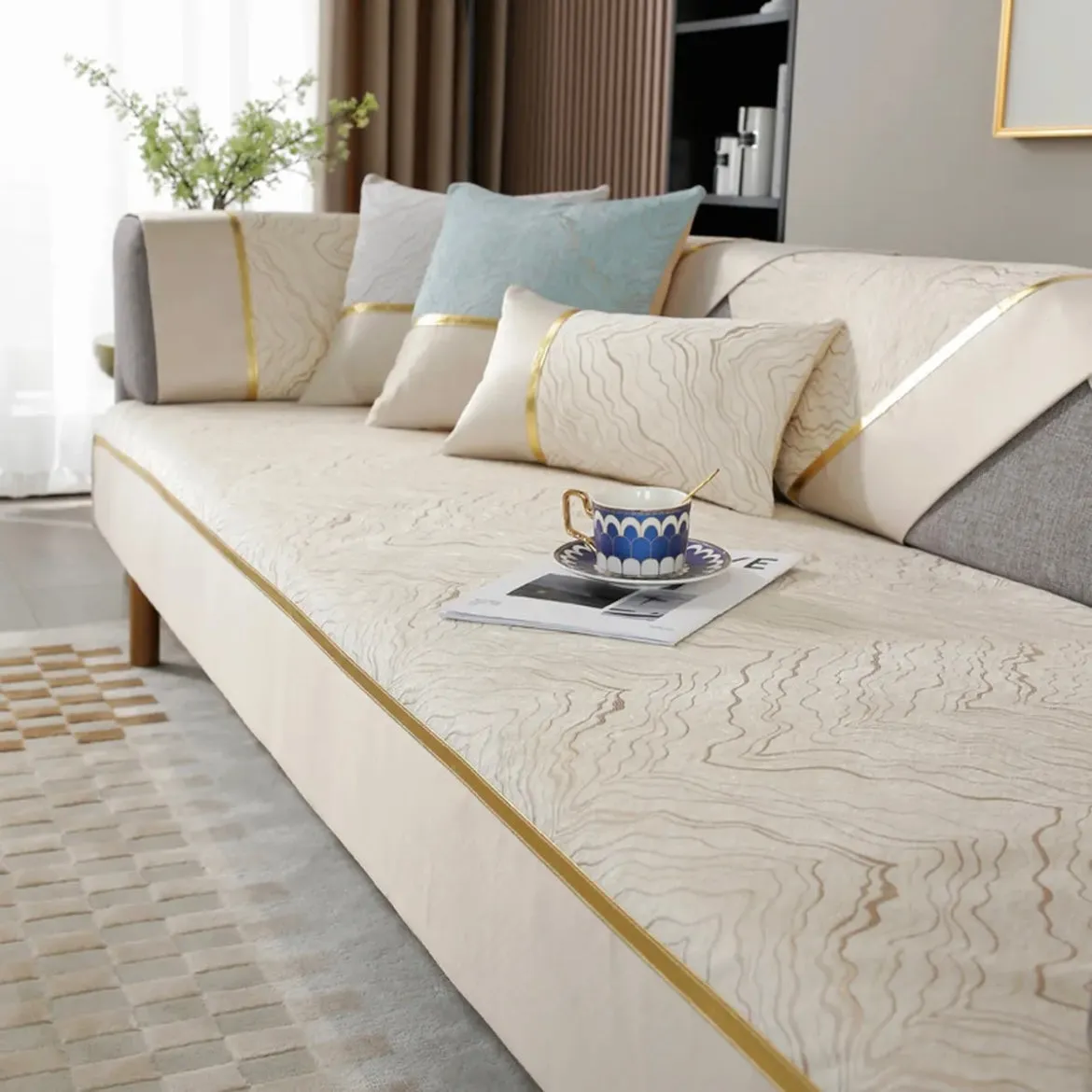 High-end Chinese style sofa cushion four seasons universal sofa cover