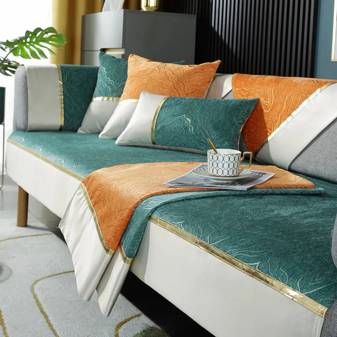 High-end Chinese style sofa cushion four seasons universal sofa cover