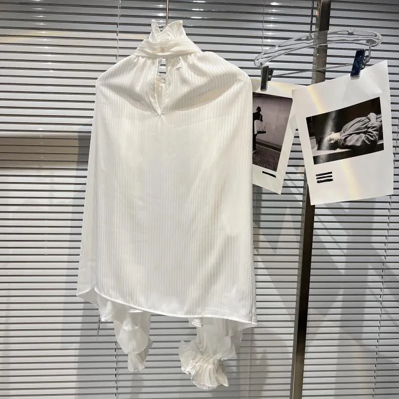 HIGH QUALITY New Fashion 2022 Designer Shirt Women's Pleated bow Tie  Lace up Blouse Tops