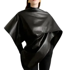 Leather Asymmetrical Cape Top