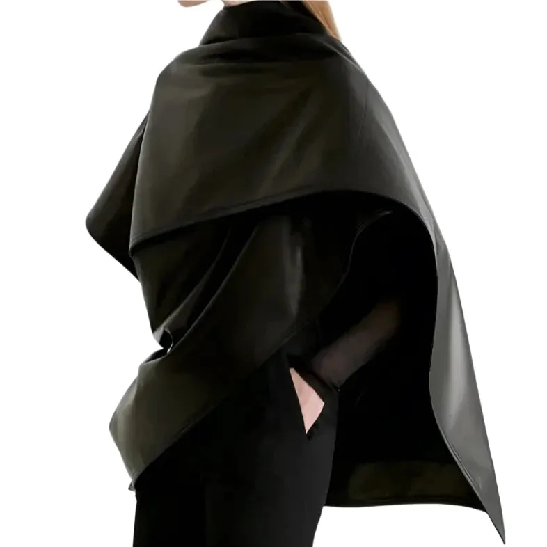 Leather Asymmetrical Cape Top
