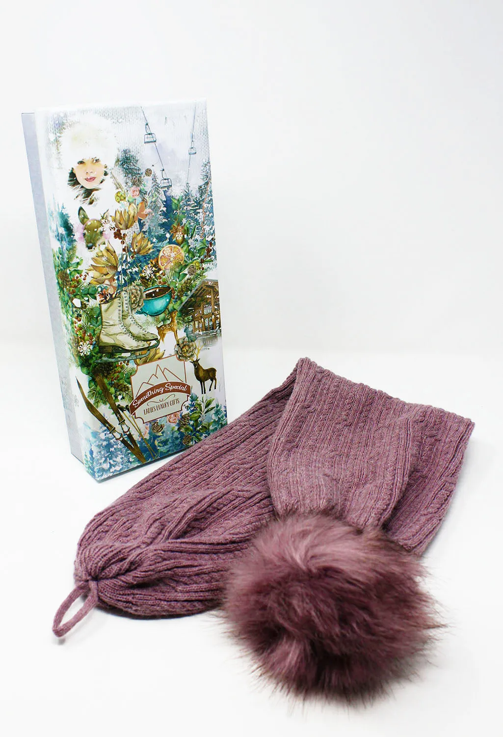 Mauve 2 Way Knit Scarf-Hat
