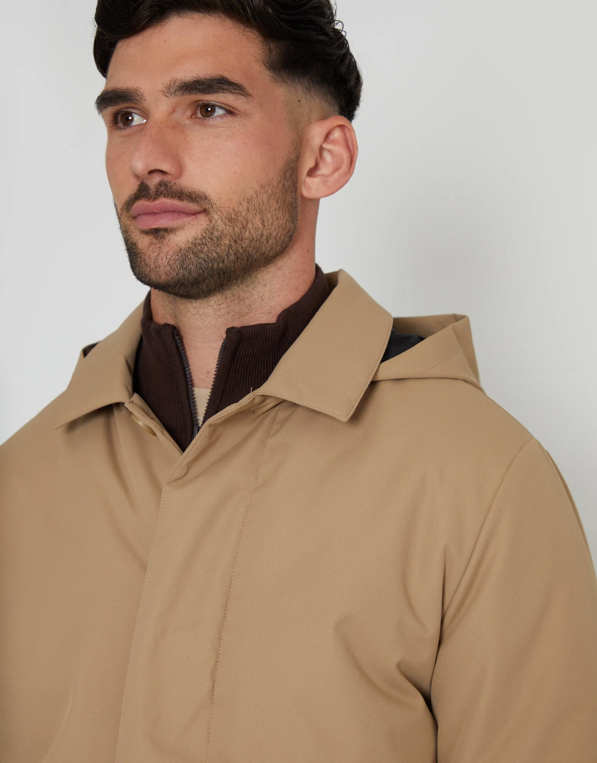 Men's Dark Stone Showerproof 2-in-1 Mac with Concealed Hood