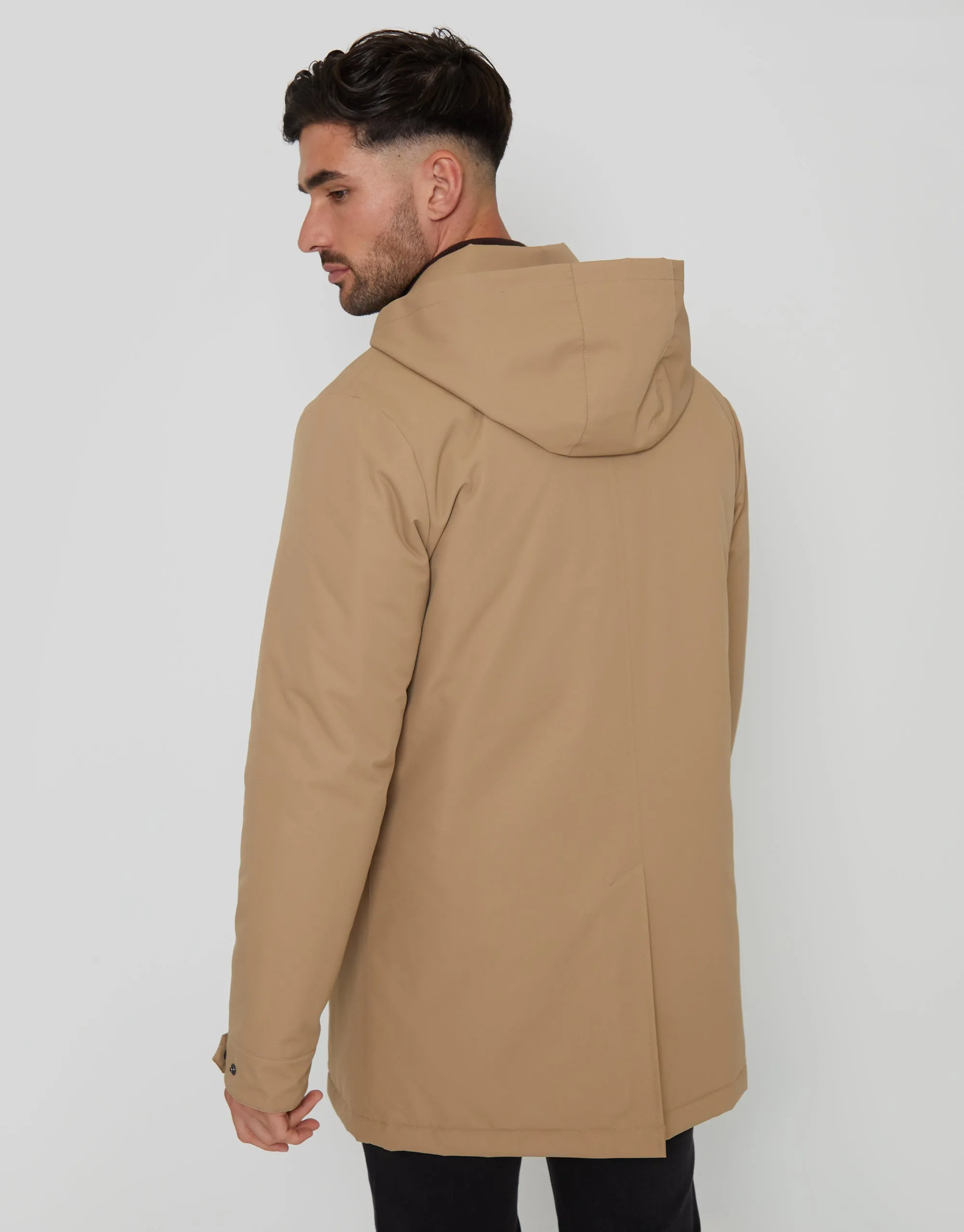 Men's Dark Stone Showerproof 2-in-1 Mac with Concealed Hood