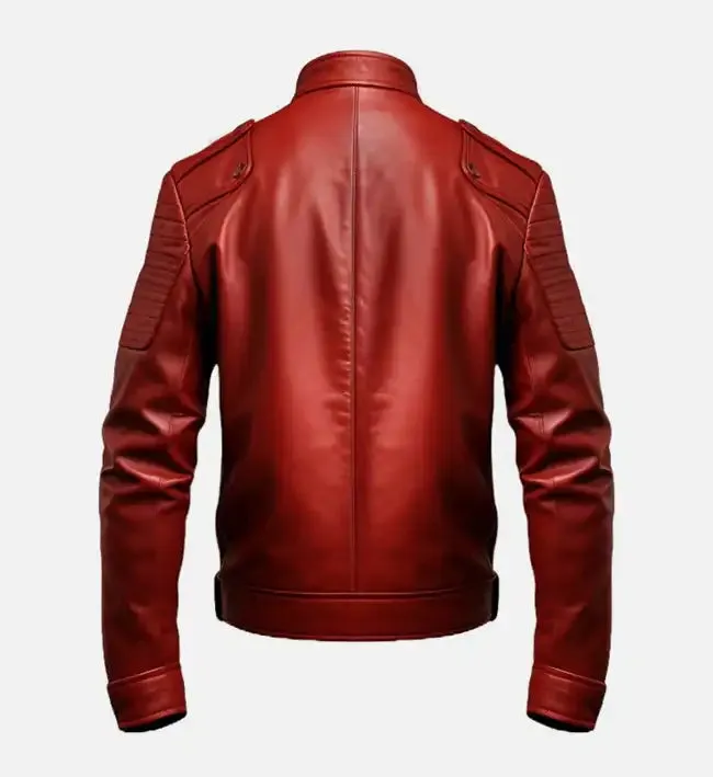 Men's Red Leather Biker Jacket