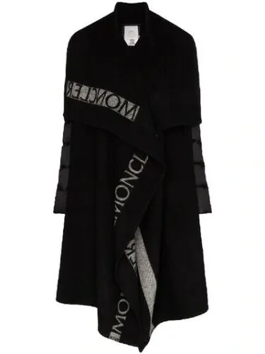 MONCLER Mantella Down Puffer Sleeve & Wool Cape Coat In Black Size L large ladies