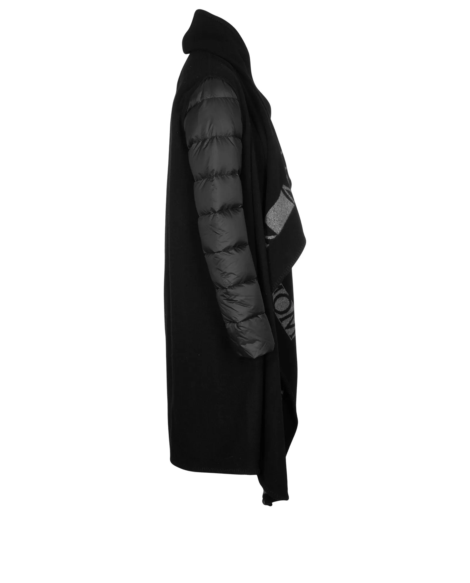 MONCLER Mantella Down Puffer Sleeve & Wool Cape Coat In Black Size L large ladies