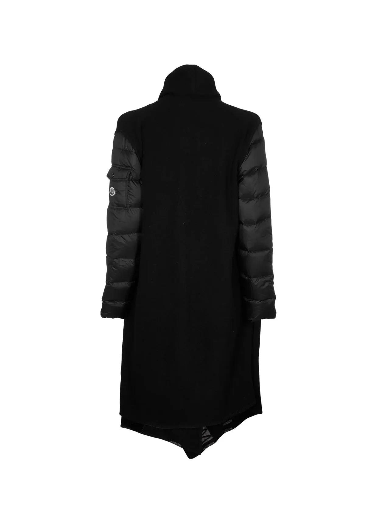 MONCLER Mantella Down Puffer Sleeve & Wool Cape Coat In Black Size L large ladies