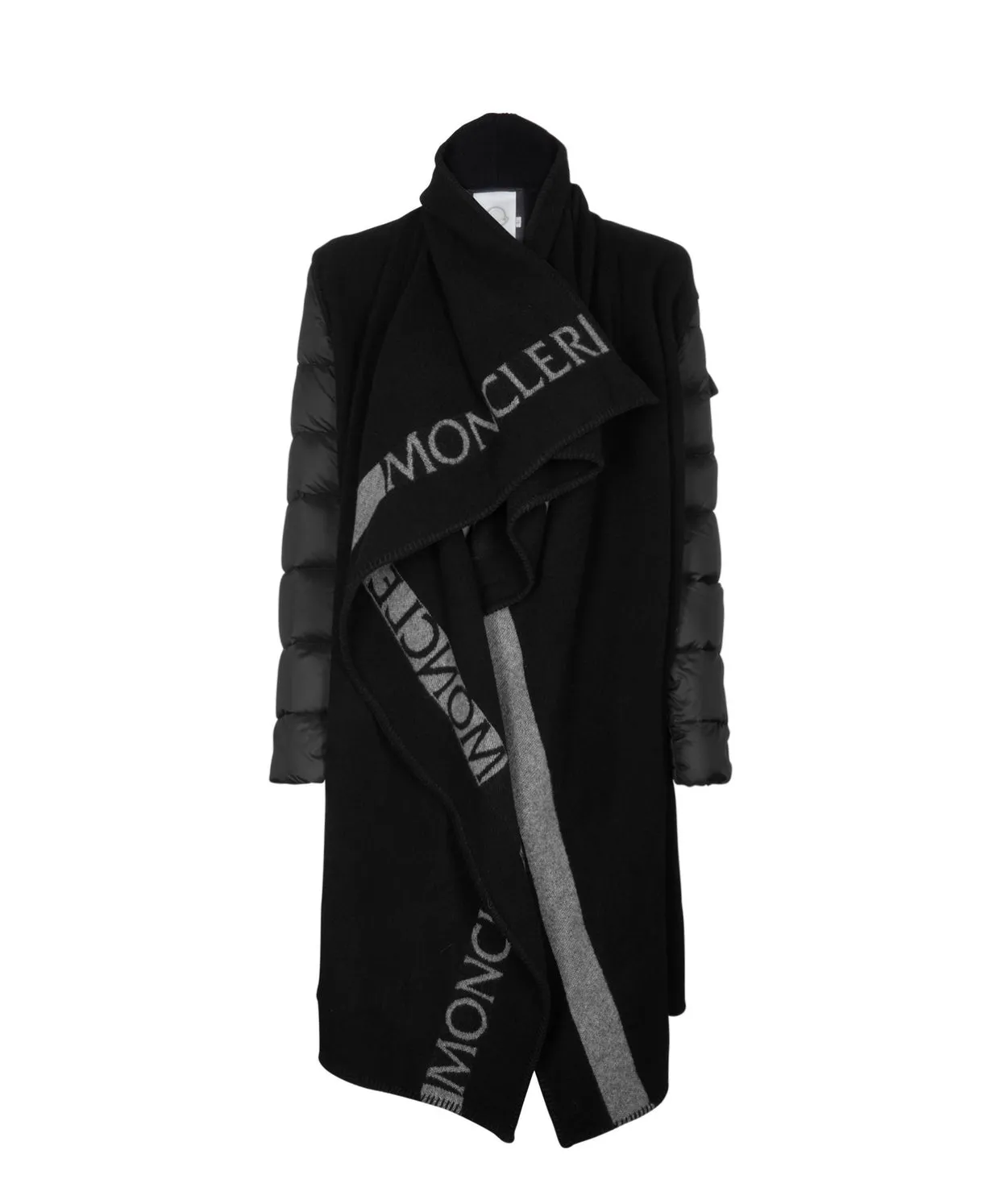 MONCLER Mantella Down Puffer Sleeve & Wool Cape Coat In Black Size L large ladies