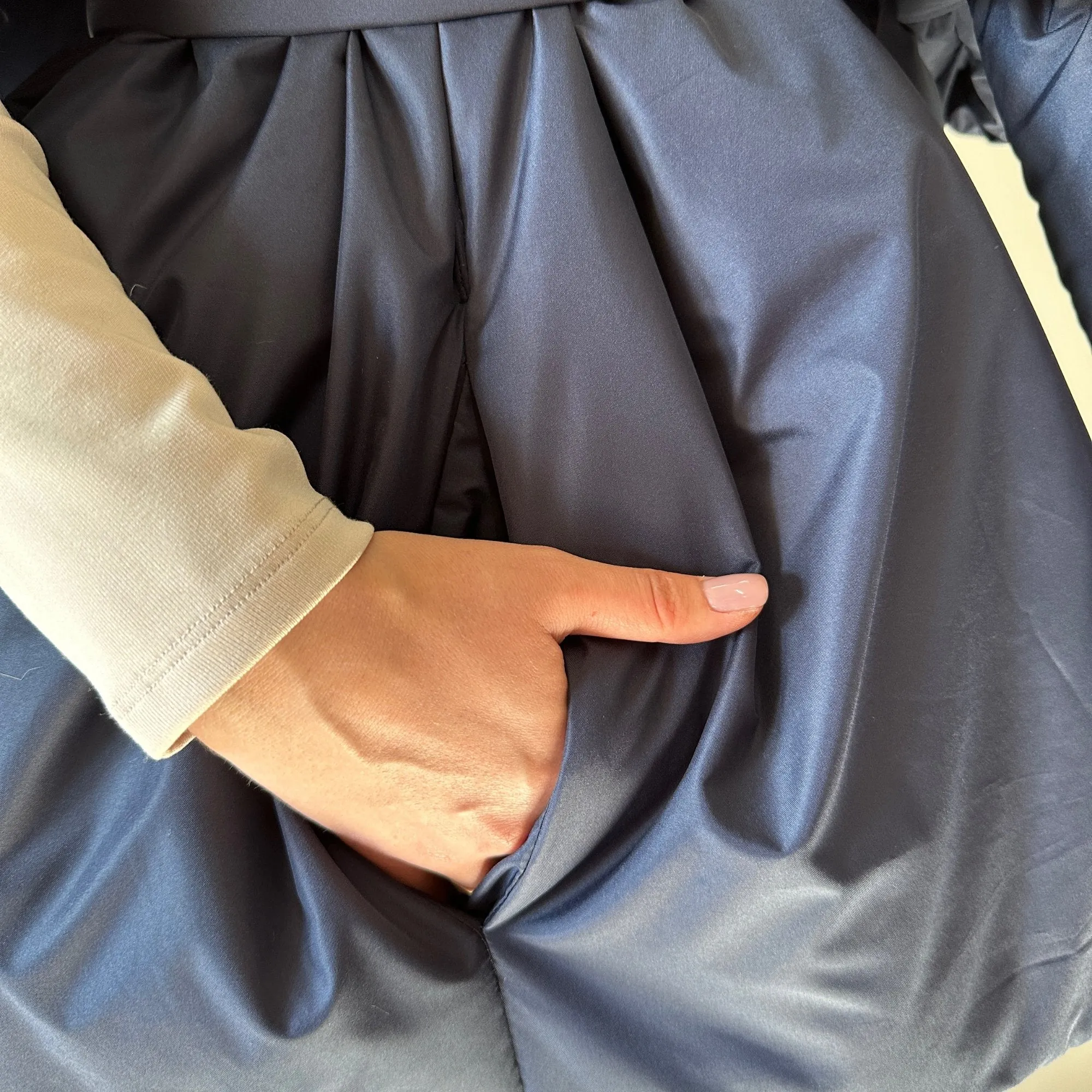Navy Long Cape Lagre Wide Scarf Puffer 20x80 inch with 2 pocket and Belt