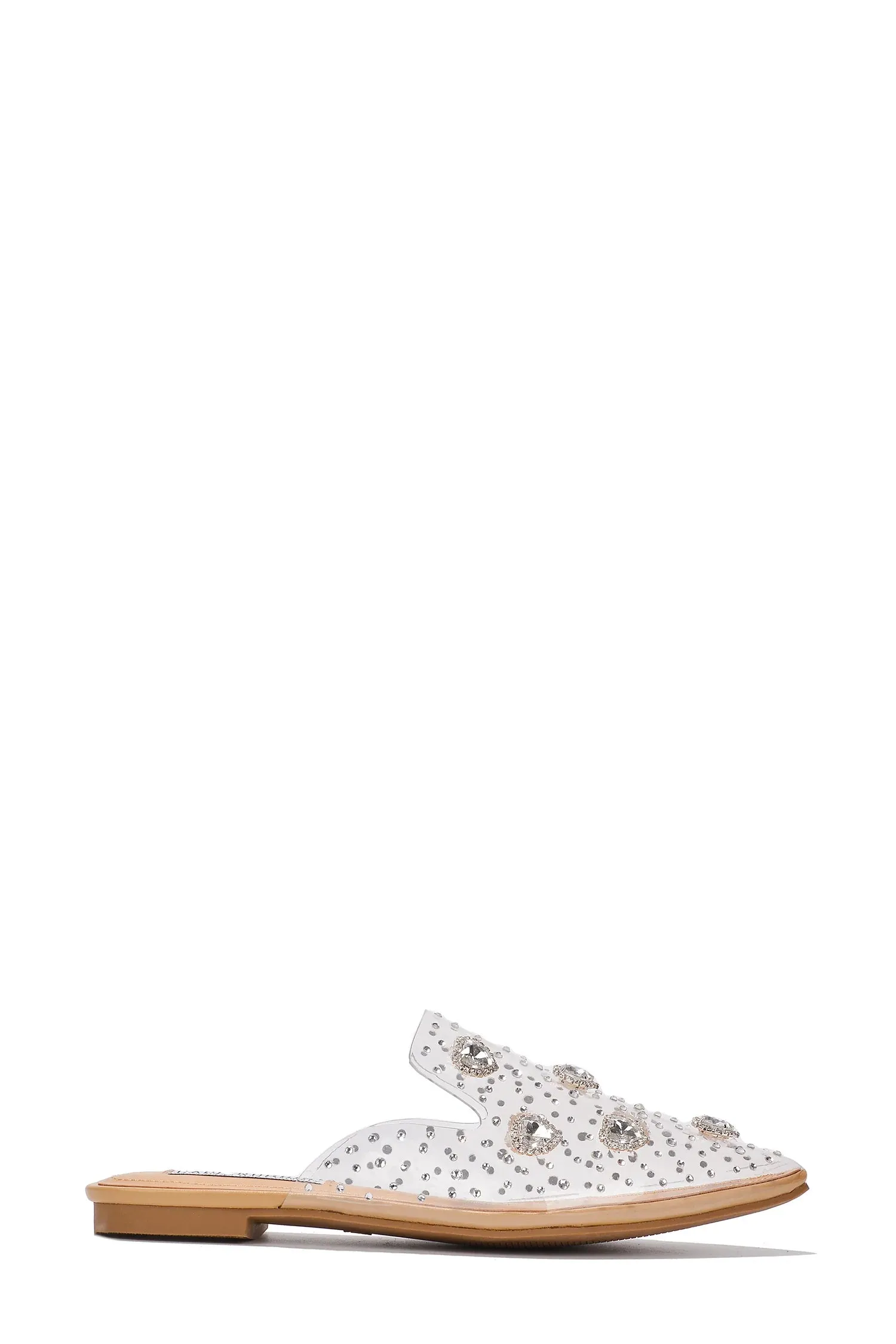 Nude Womens Rhinestone Closed Pointy Toe Mules Sierra