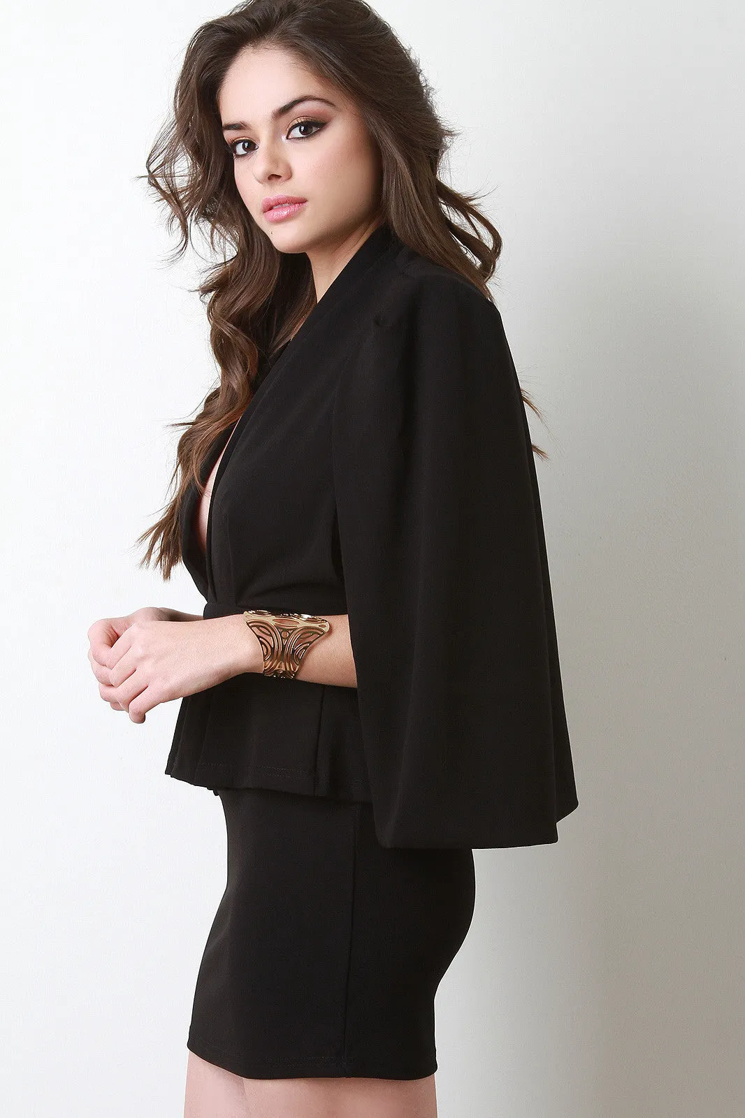 Peplum Cape Mini Dress