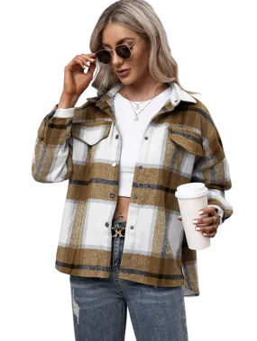 Plaid Long Sleeve Shirt Jacket