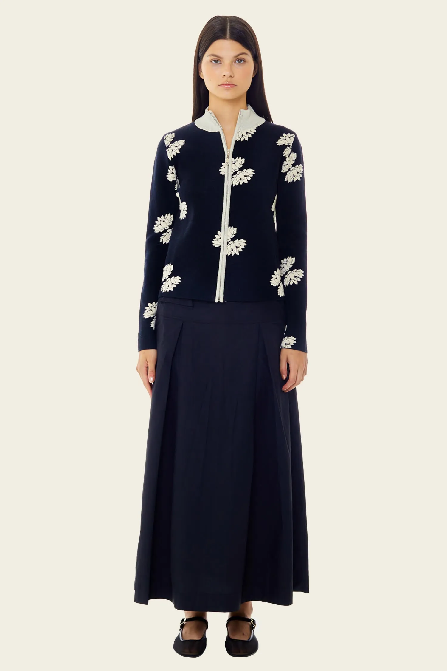 Pleated Utility Midi Skirt