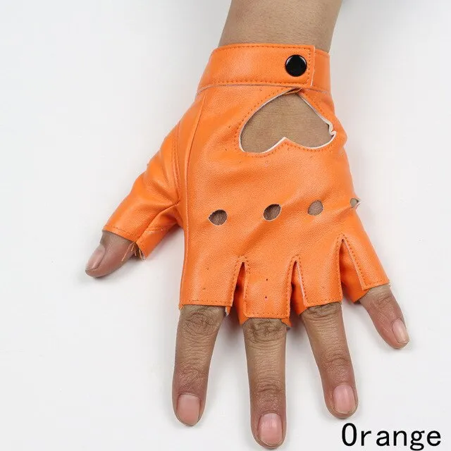 Punk Rock semi-finger Gloves / PU leather fingerless Mittens for Women / alternative fashion