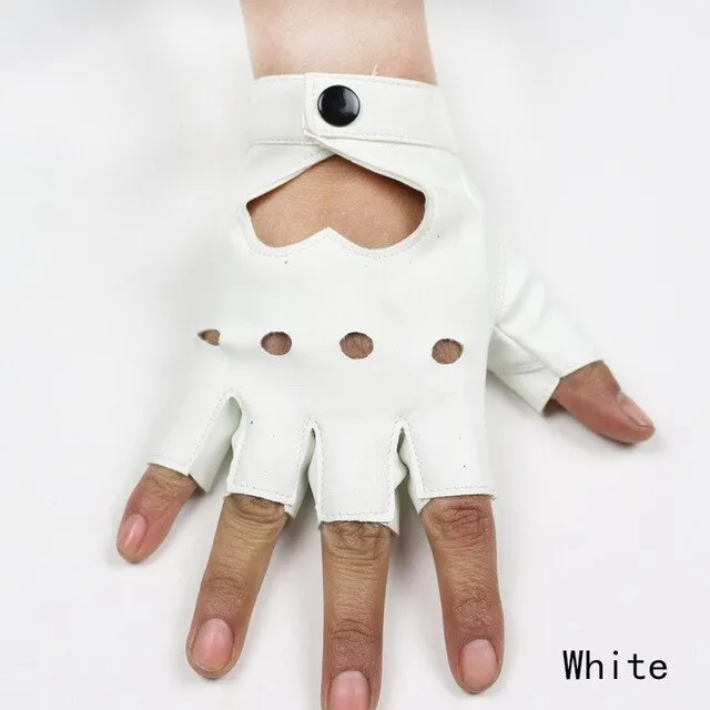 Punk Rock semi-finger Gloves / PU leather fingerless Mittens for Women / alternative fashion