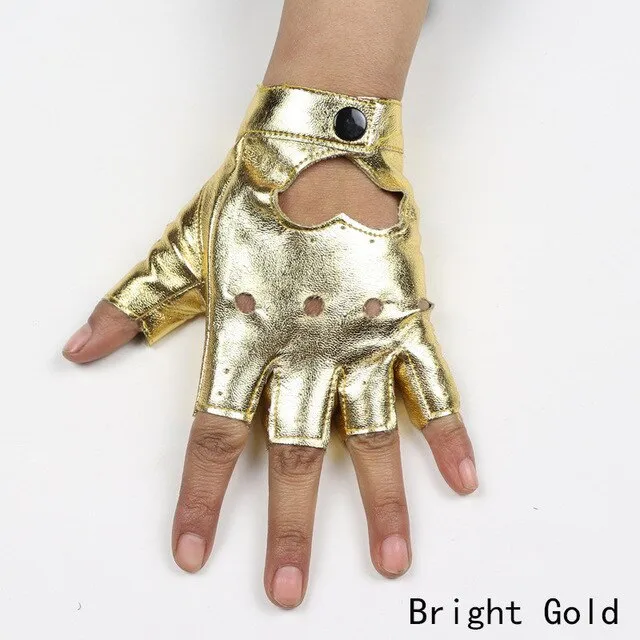 Punk Rock semi-finger Gloves / PU leather fingerless Mittens for Women / alternative fashion