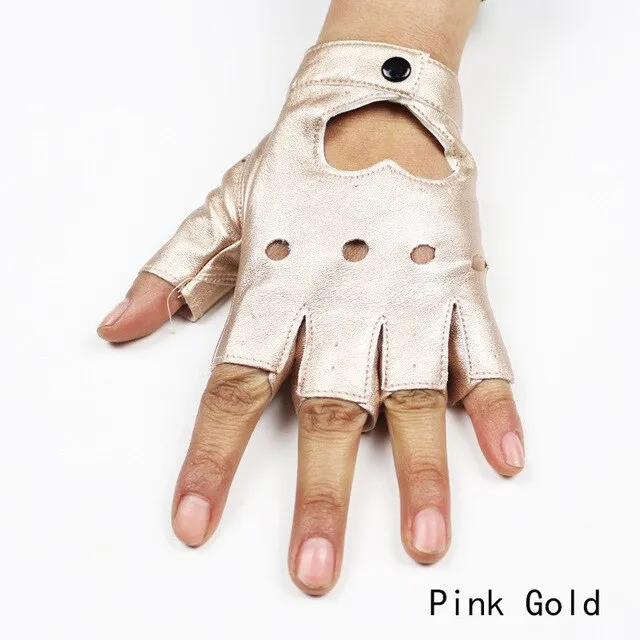 Punk Rock semi-finger Gloves / PU leather fingerless Mittens for Women / alternative fashion