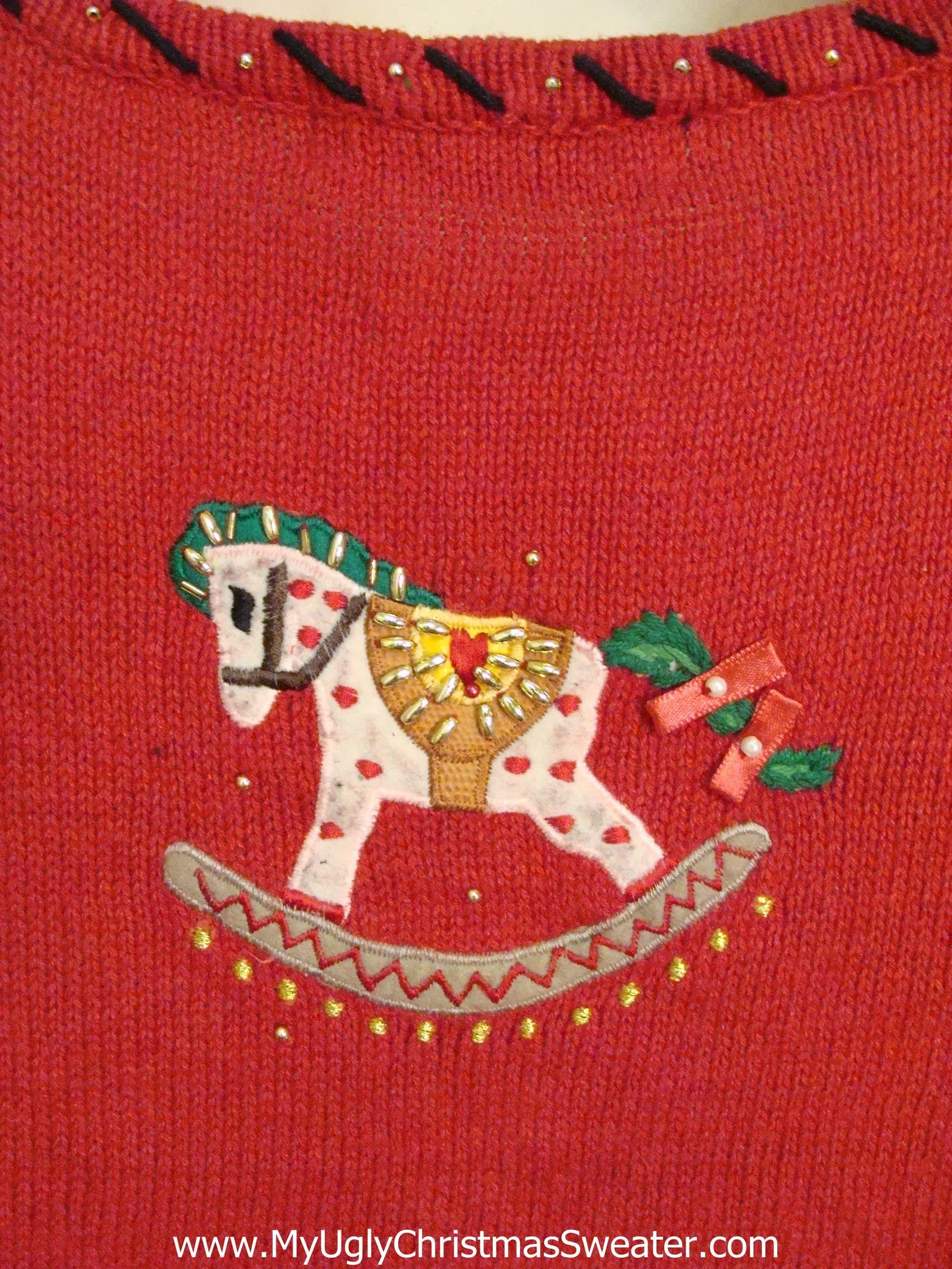 Rocking Horse Themed Corny Christmas Sweater Vest