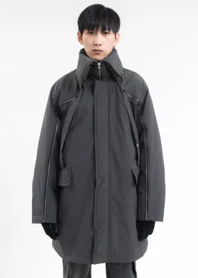 SAGE GREEN CONTINUOUS ZIPPER QUILTED COAT