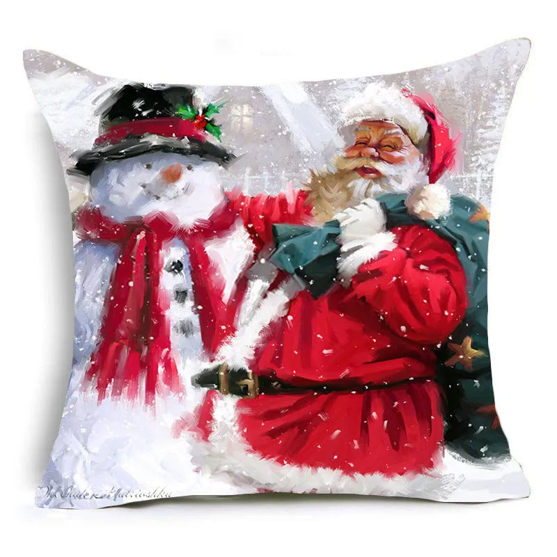 Santa Claus Pillow Case Holiday Home Sofa Pillow Cushion Cover