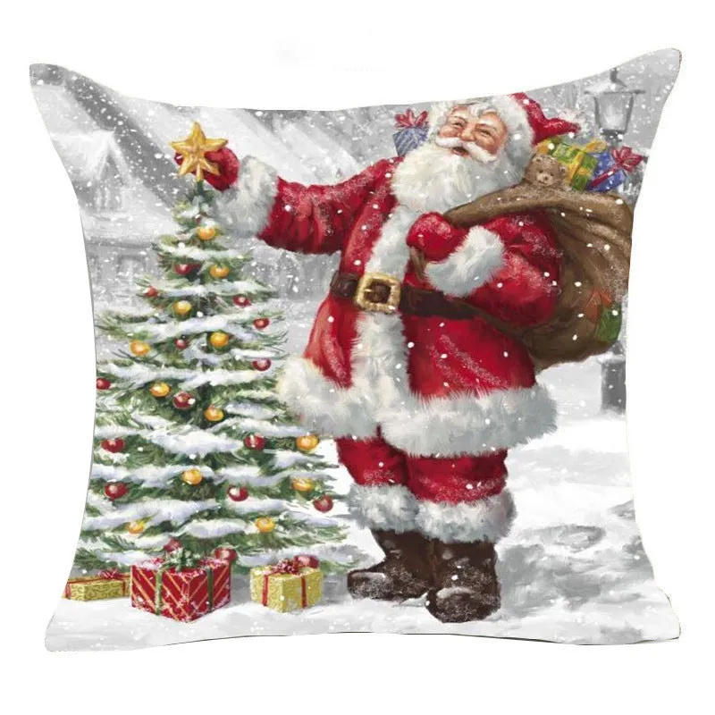 Santa Claus Pillow Case Holiday Home Sofa Pillow Cushion Cover