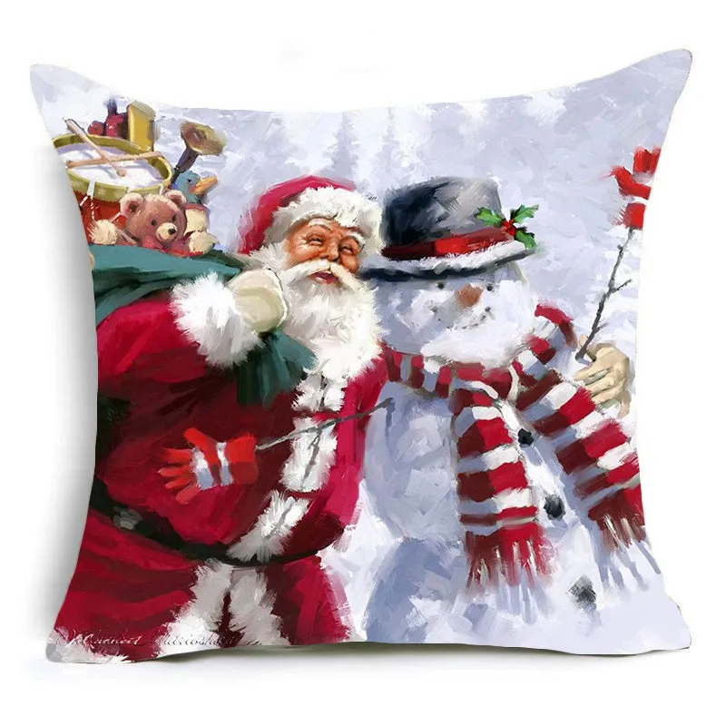Santa Claus Pillow Case Holiday Home Sofa Pillow Cushion Cover