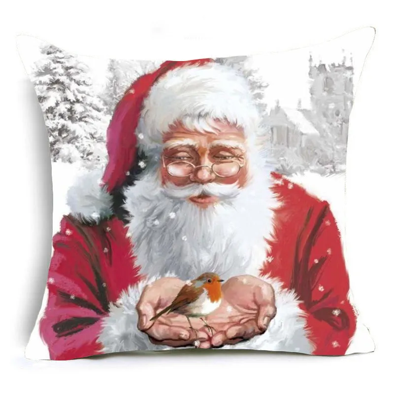 Santa Claus Pillow Case Holiday Home Sofa Pillow Cushion Cover