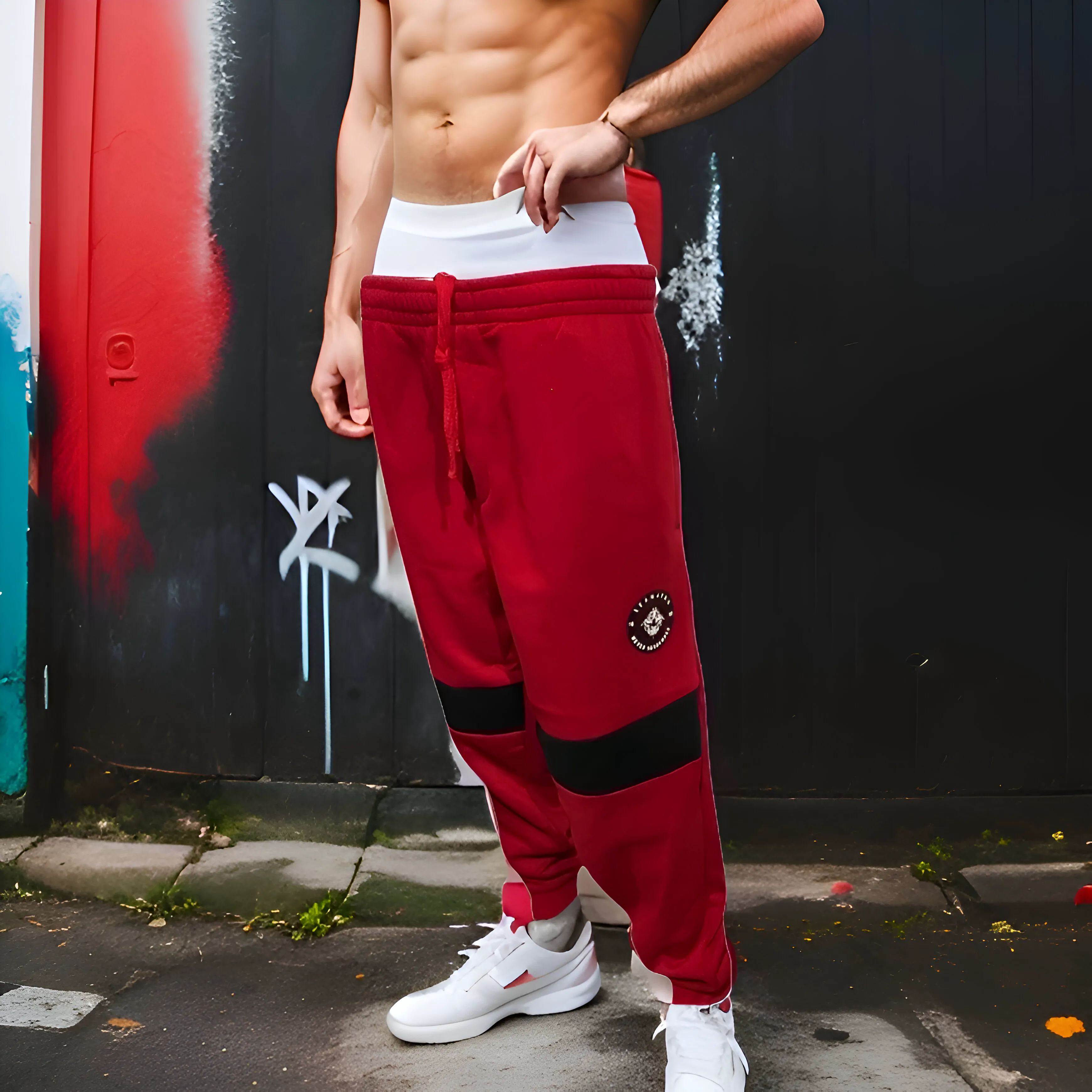 ^SEAN JOHN^ (RED-MULTI) POLYESTER JOGGER SWEATPANTS (XB SIZED)
