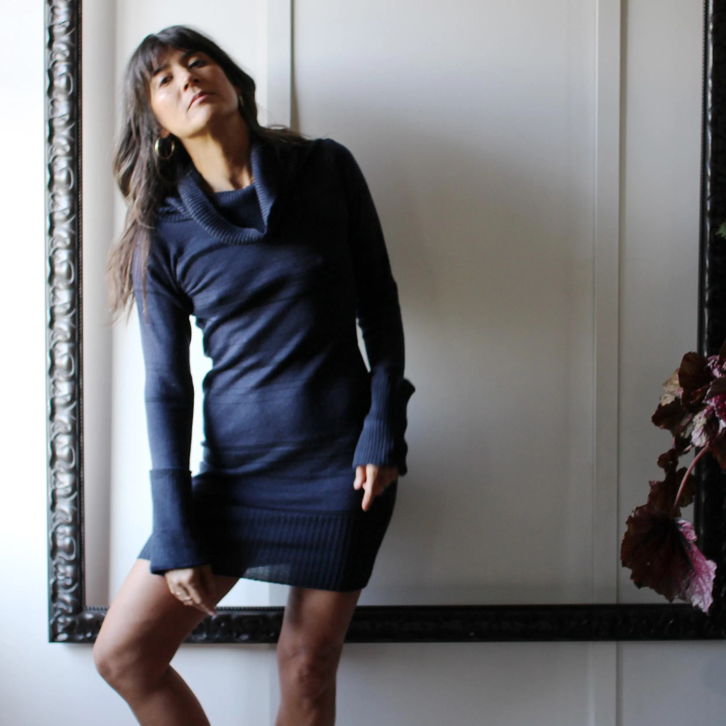 Silk and Merino Wool Cowl Neck Dress
