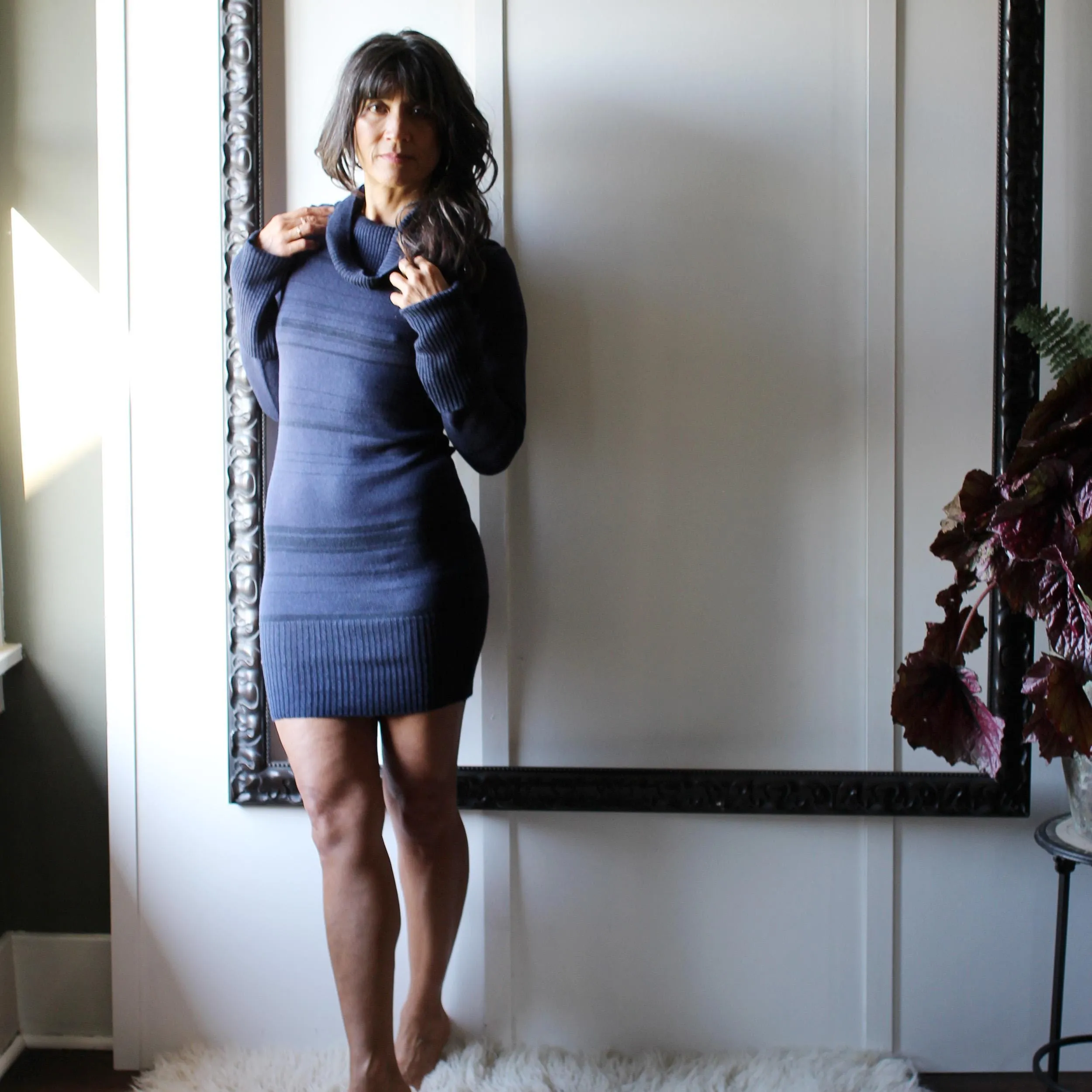 Silk and Merino Wool Cowl Neck Dress