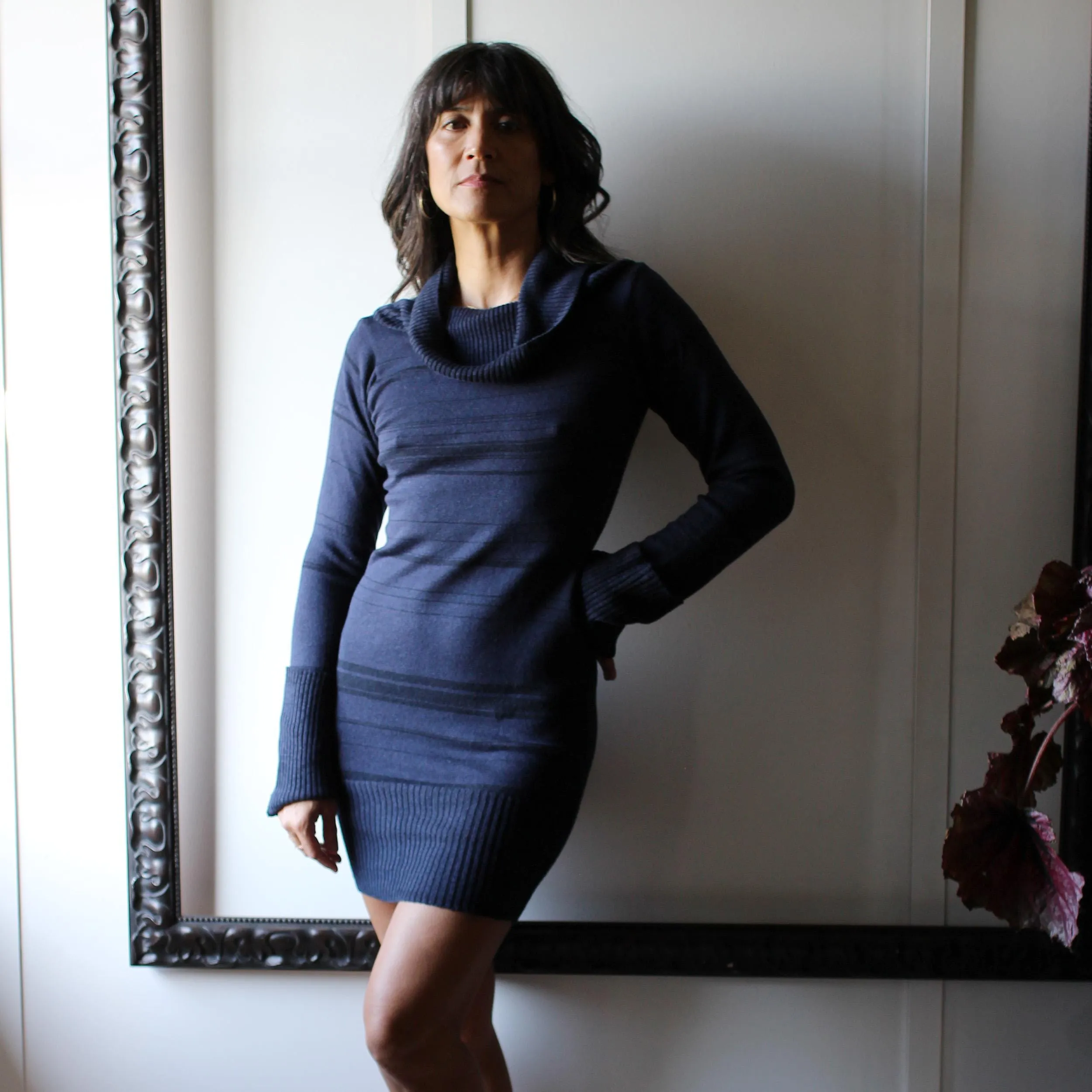 Silk and Merino Wool Cowl Neck Dress